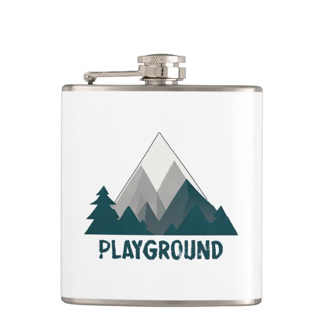 Mountains Are My Playground Hip Flask (Front)