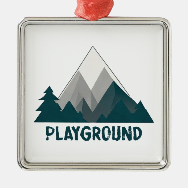 Mountains Are My Playground Metal Tree Decoration (Front)