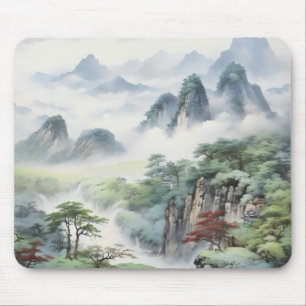 Mountains Asian Painting Mouse Mat