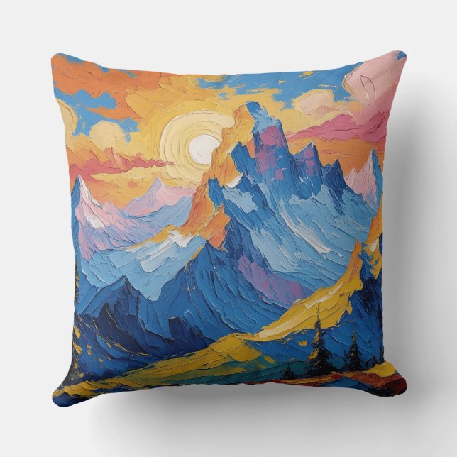 Mountains at dawn with glow cushion (Back)