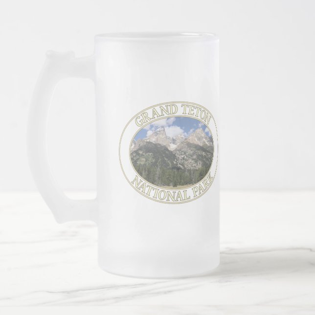 Mountains at Grand Teton National Park in Wyoming Frosted Glass Beer Mug (Left)