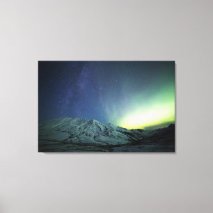 Mountains   Aurora Borealis & Milky Way Alaska Canvas Print