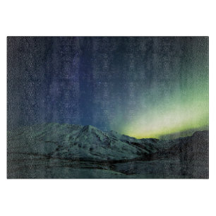 Mountains   Aurora Borealis & Milky Way Alaska Cutting Board