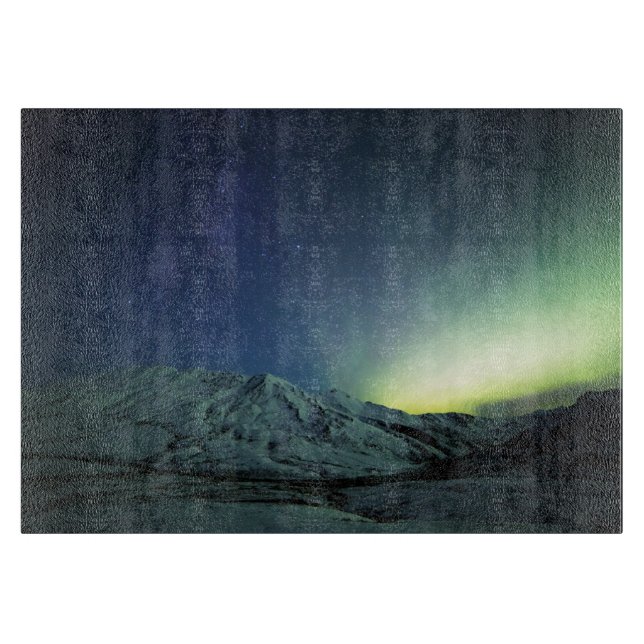 Mountains | Aurora Borealis & Milky Way Alaska Cutting Board (Front)