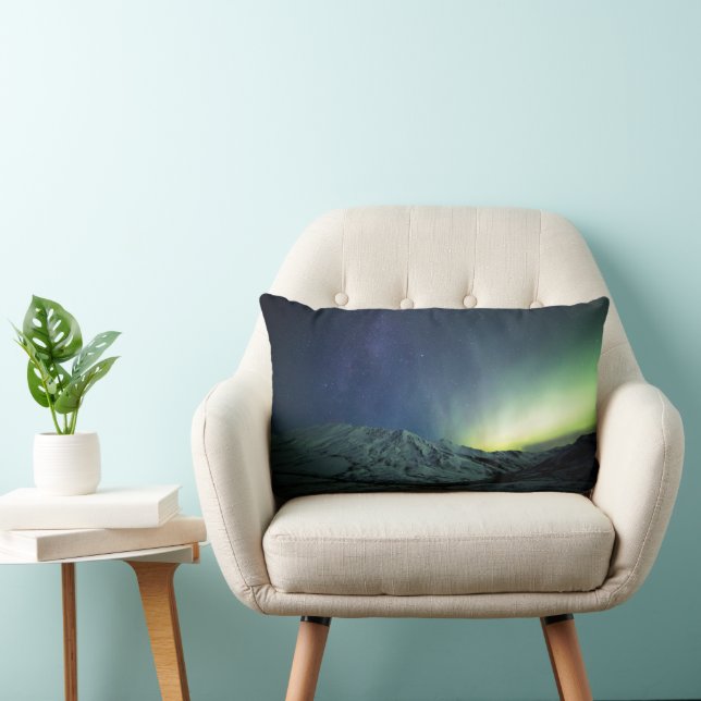 Mountains | Aurora Borealis & Milky Way Alaska Lumbar Cushion (Chair)