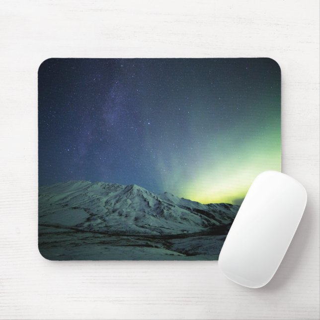 Mountains | Aurora Borealis & Milky Way Alaska Mouse Mat (With Mouse)