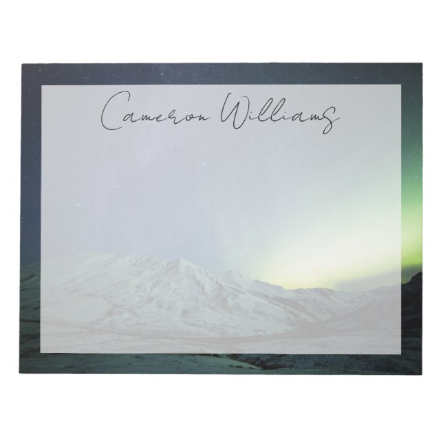 Mountains | Aurora Borealis & Milky Way Alaska Notepad (Front)