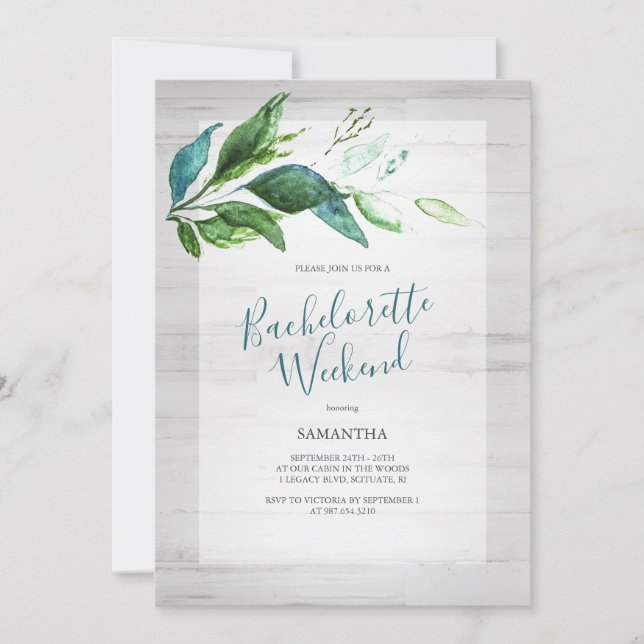 Mountains Bachelorette Party Watercolor Leaves (Front)
