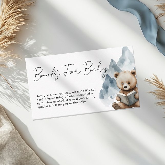 Mountains Bear Safari Baby Shower Books Request Enclosure Card (Creator Uploaded)