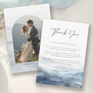Mountains Blue Ridge Misty Modern Wedding Thank You Card