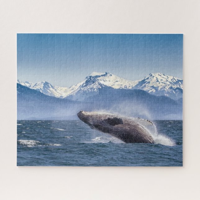 Mountains | Breaching Whale Glacier Bay, Alaska Jigsaw Puzzle (Horizontal)