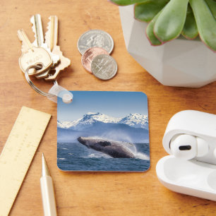 Mountains   Breaching Whale Glacier Bay, Alaska Key Ring