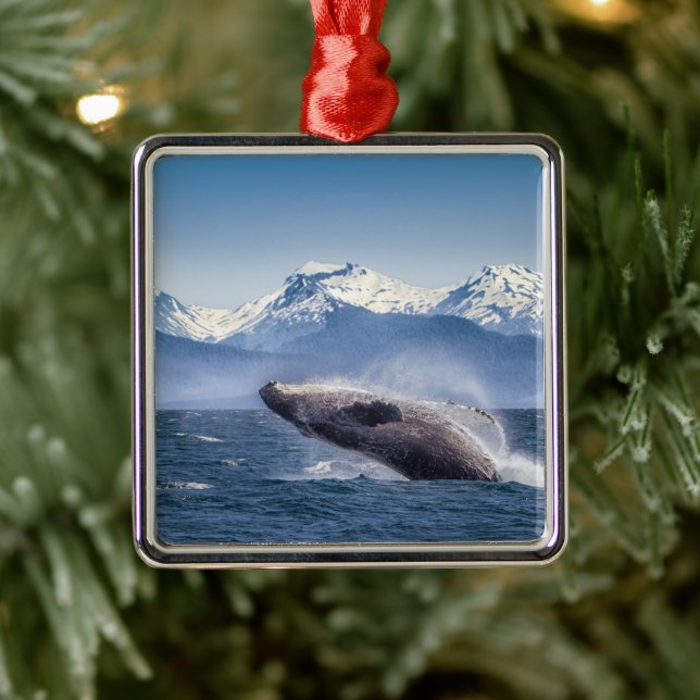 Mountains | Breaching Whale Glacier Bay, Alaska Metal Tree Decoration (Tree)