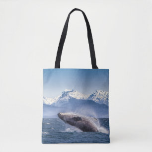 Mountains   Breaching Whale Glacier Bay, Alaska Tote Bag