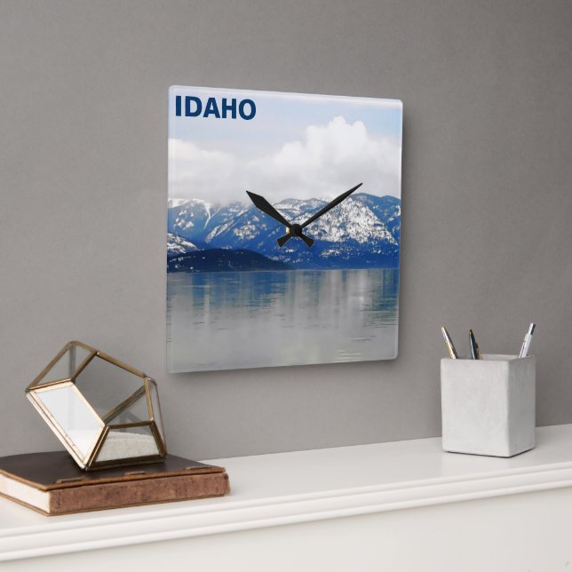 Mountains By The Lake Square Wall Clock (Office)