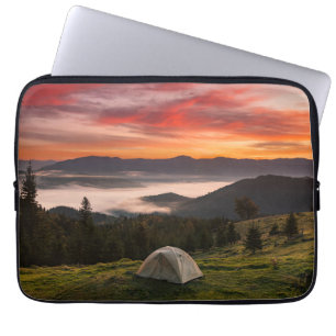 Mountains Camping Foggy Sunrise Laptop Sleeve