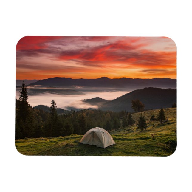 Mountains | Camping Foggy Sunrise Magnet (Horizontal)