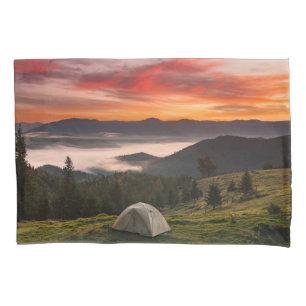 Mountains   Camping Foggy Sunrise Pillowcase