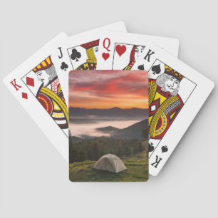 Mountains   Camping Foggy Sunrise Playing Cards