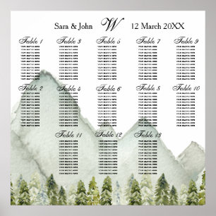 Mountains Camping Rustic Pine Seating Plan Poster