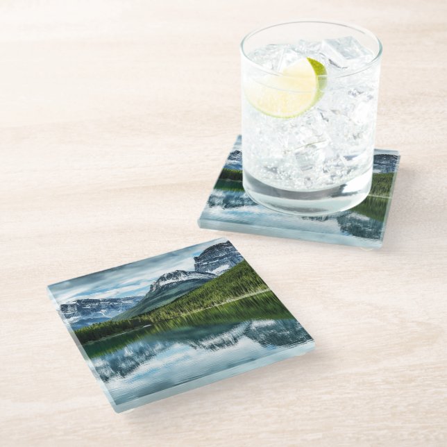 Mountains | Canadian Rockies, Alberta Canada Glass Coaster (Angled)