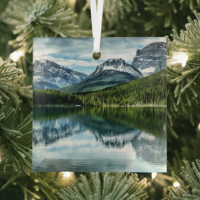 Mountains | Canadian Rockies, Alberta Canada Glass Tree Decoration (Insitu)
