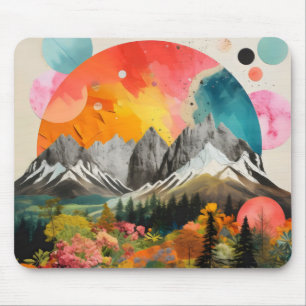 Mountains Colourful Collage Mouse Mat