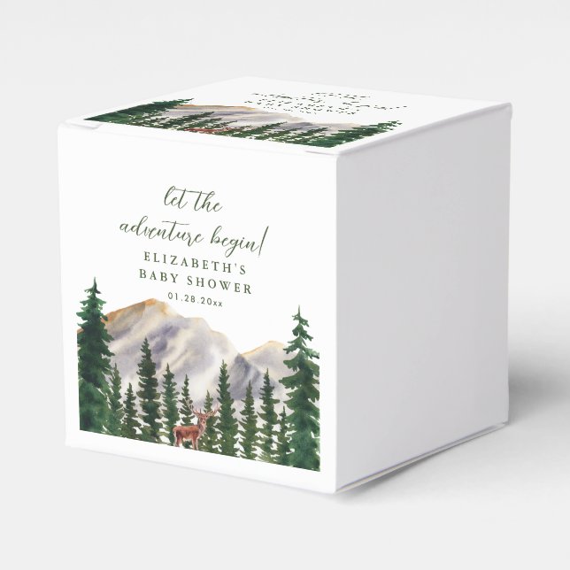 Mountains Deer Baby Shower Favour Box (Front Side)