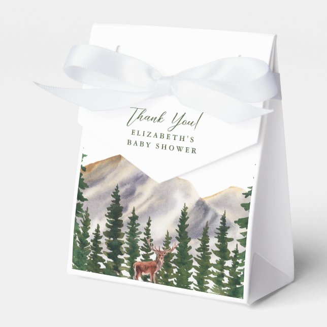 Mountains Deer Baby Shower Thank You Favour Box (Front Side)