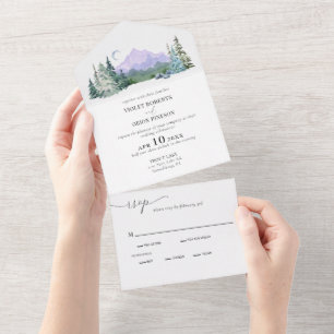 Mountains Desert Rustic Wedding  All In One Invitation