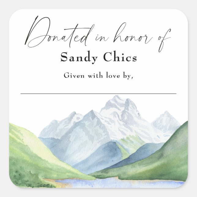 Mountains - donated in honour of square sticker (Front)