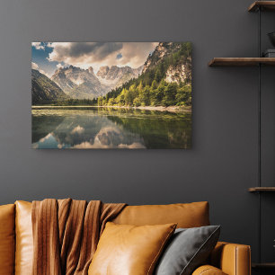 Mountains Dürrensee Lake, Dolomites, Italy Canvas Print