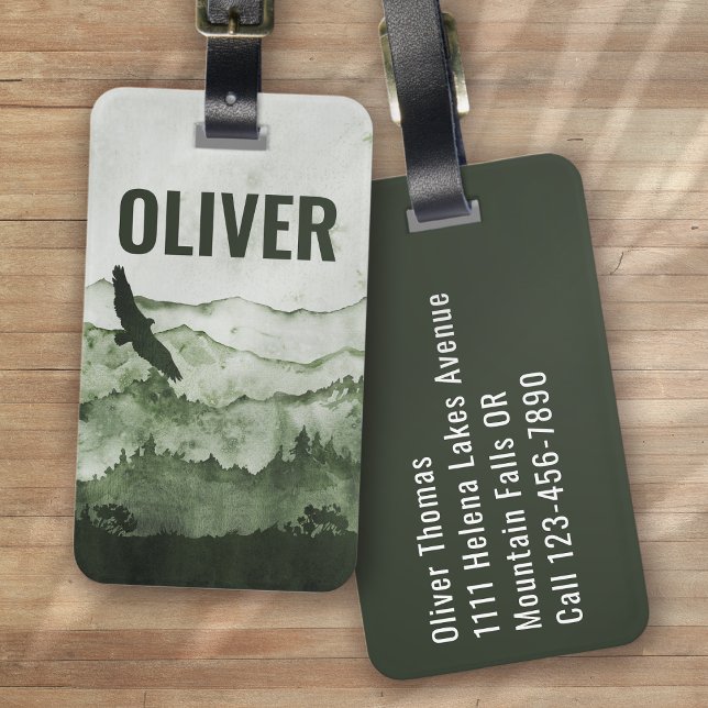 Mountains Eagle Outdoors Nature Personalised Luggage Tag (Creator Uploaded)