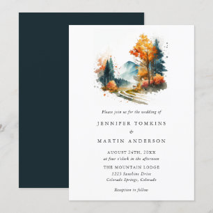 Mountains Fall Forest Wedding Invitation