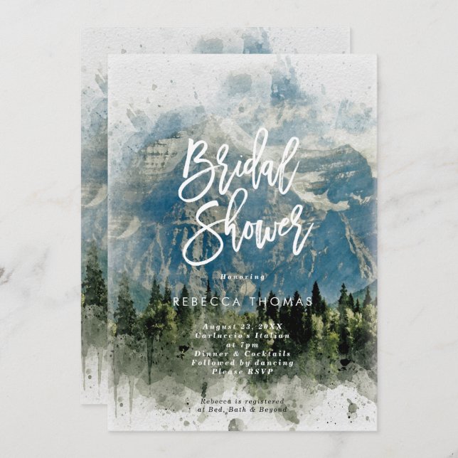mountains fir trees  bridal shower invitation (Front/Back)