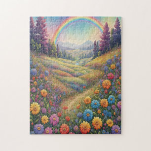 Mountains Flowers Rainbow Jigsaw Puzzle