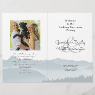 Mountains Folded Wedding Photo Program Template