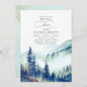 Mountains Forest Fog Evening Boho Bridal Shower Invitation