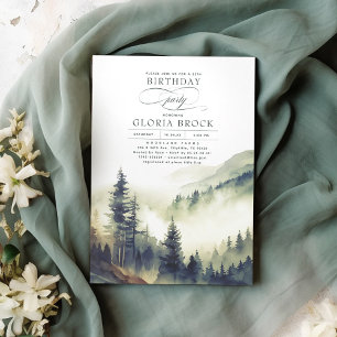 Mountains Forest Fog Evening Landscape Birthday Invitation