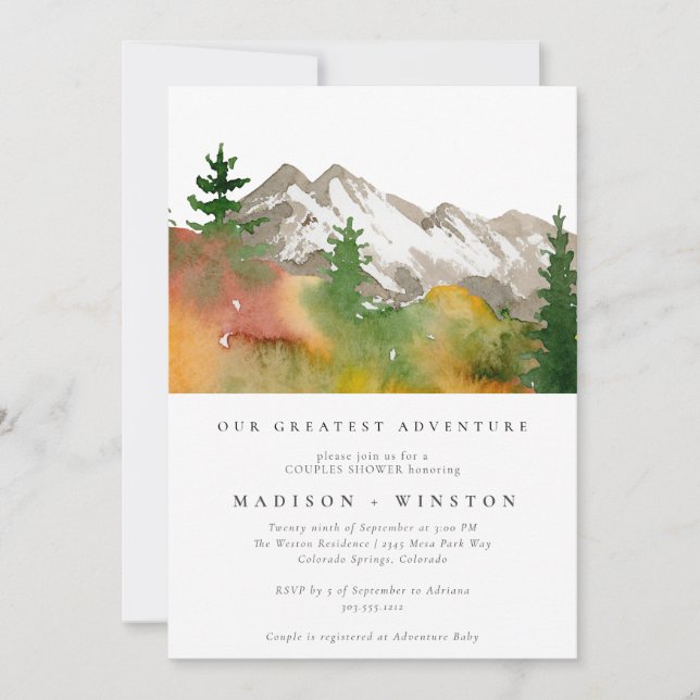 Mountains Forest  Greatest Adventure Baby Shower  Invitation (Front)