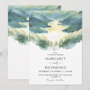 Mountains Forest Landscape Misty Rustic Wedding Invitation