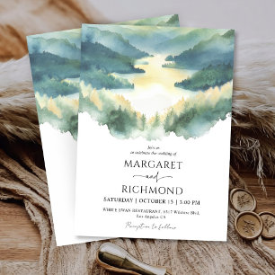 Mountains Forest Landscape Misty Rustic Wedding Invitation