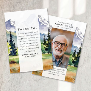 Mountains Forest Photo Sympathy Memorial Funeral Thank You Card