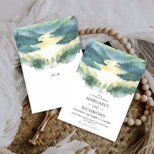 Mountains Forest Pine Tree Boho Rustic Wedding Invitation