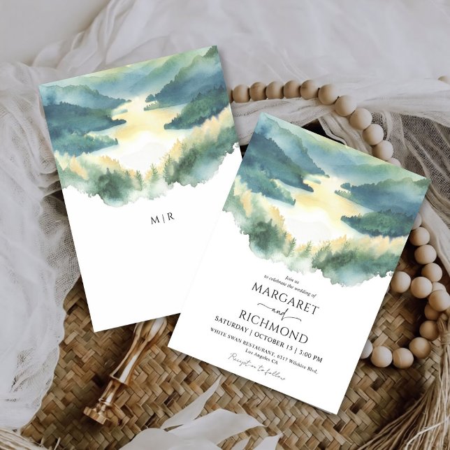 Mountains Forest Pine Tree Boho Rustic Wedding Invitation (Creator Uploaded)