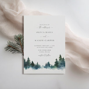 Mountains Forest Rustic Outdoor Modern Wedding Invitation