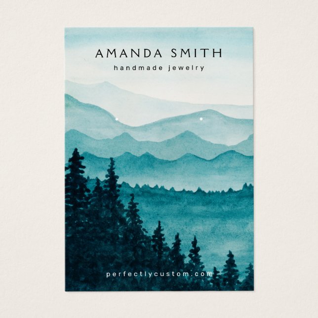 Mountains forest watercolor earring display card (Front)