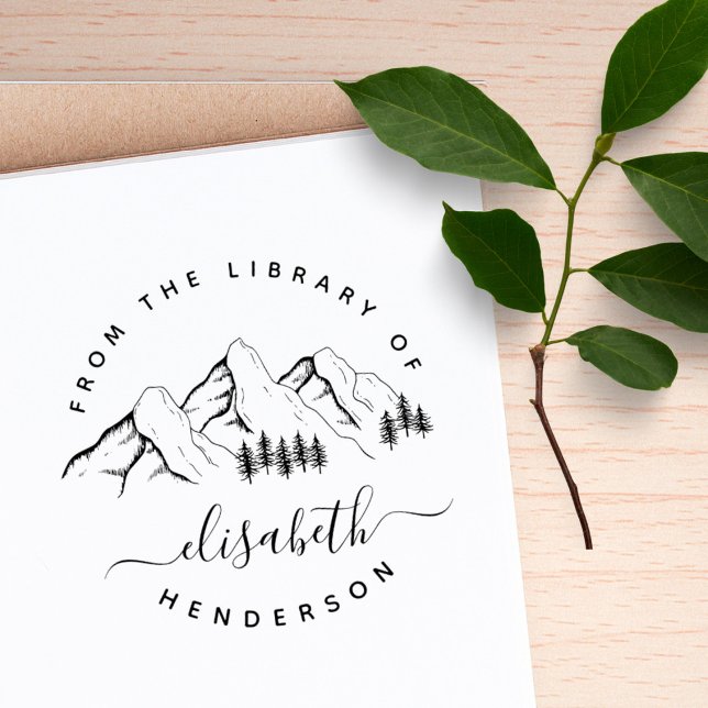 Mountains From The Library Of Elegant Custom Book Rubber Stamp (Creator Uploaded)