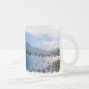 MOUNTAINS FROSTED GLASS COFFEE MUG