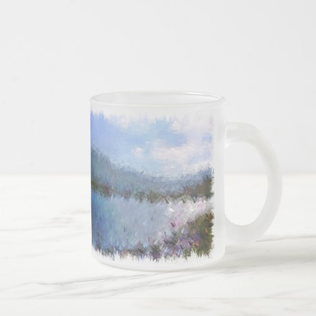 MOUNTAINS FROSTED GLASS COFFEE MUG (Right)